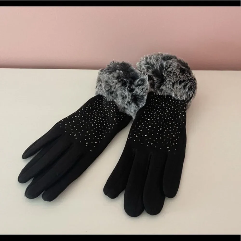 Luxurious Rhinestones Winter Gloves Touchscreen Gloves